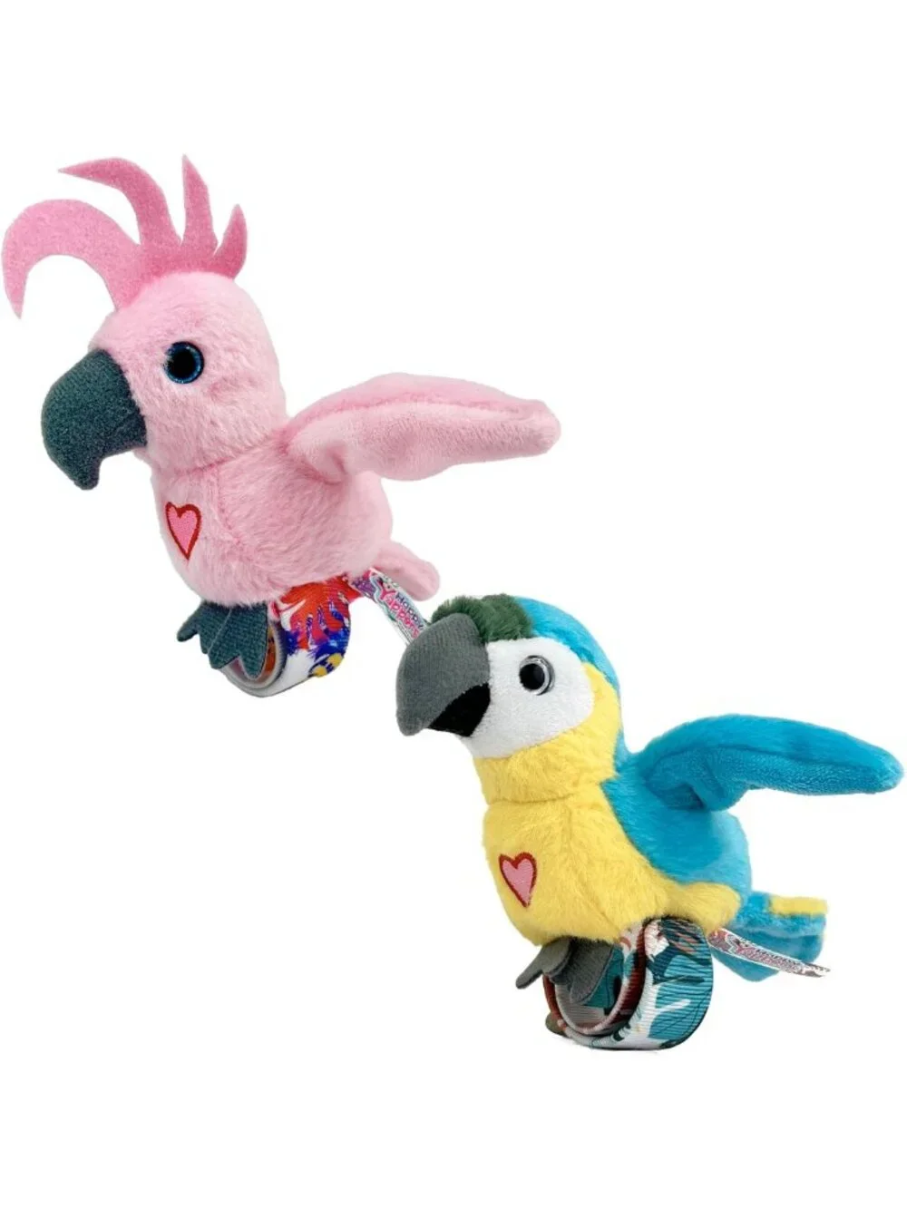 2 Pack Interactive Slap Bracelets - Cockatoo & Blue Parrot Bird Toys